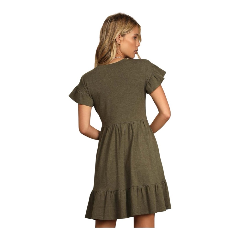 Lulus Olive Green Tiered Babydoll Dress Pockets XL - Picture 2 of 9